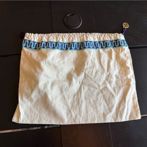 Tory Burch Cream Bag with Blue and Purple Trim - Picture 1 of 1